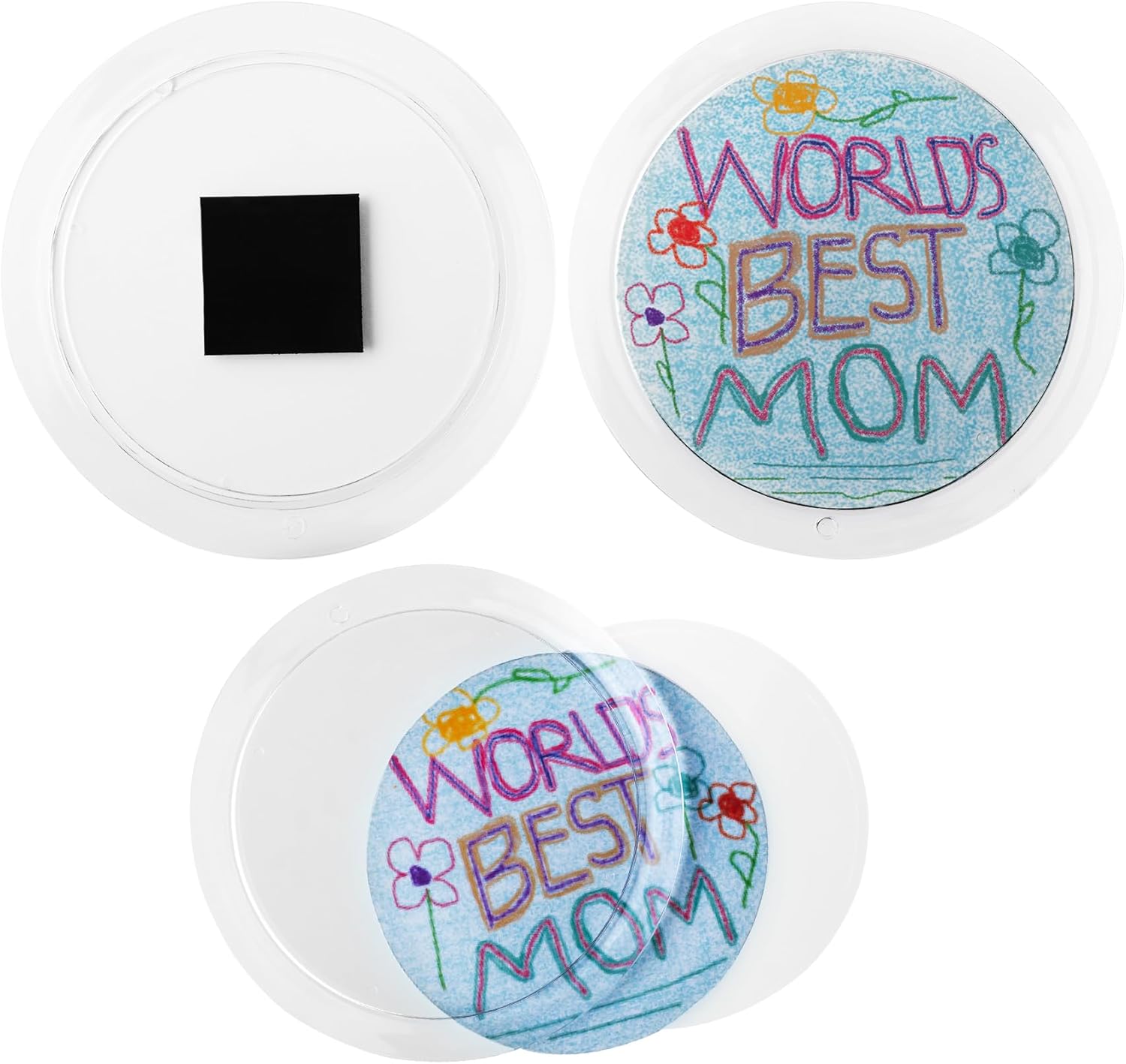 Snapins 3" Acrylic Snap-Together Magnetic Photo Disc - Pack of 144