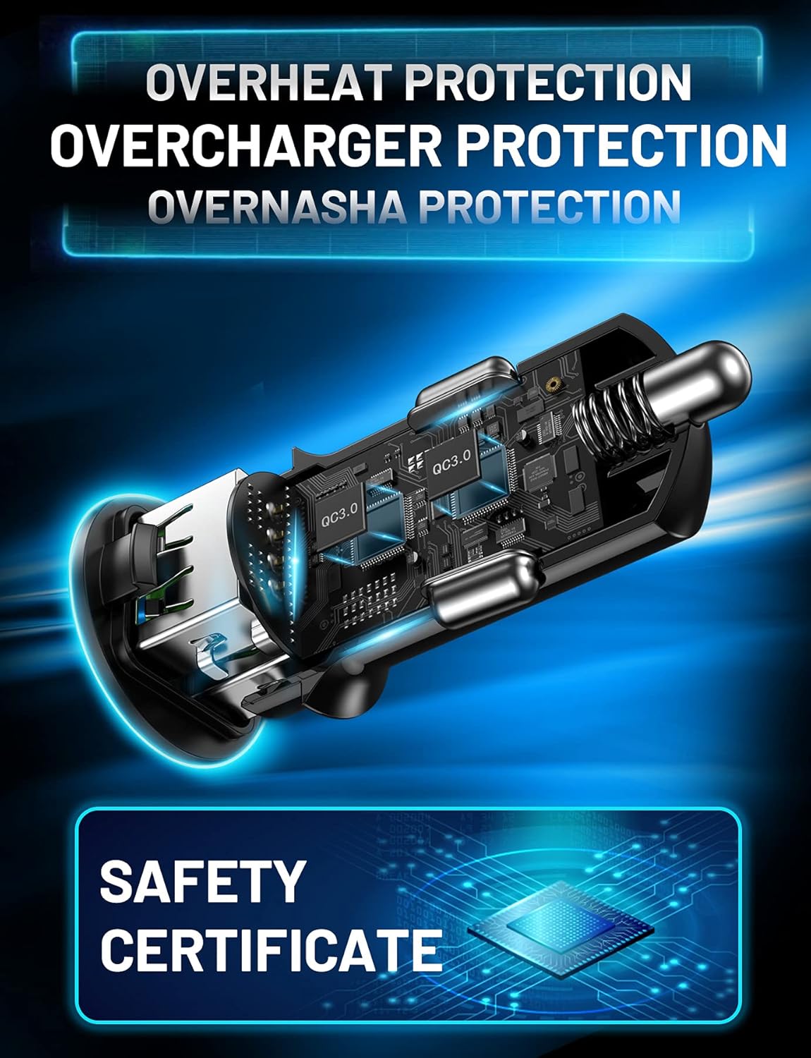 USB Car Charger 36W 2 Port Quick Charging Double Aperture Blue Light & QC 3.0 Dual Port Smart Fast Car Charger USB Car Adapter for iPhone, Samsung, Motorola, LG : Cell Phones & Accessories