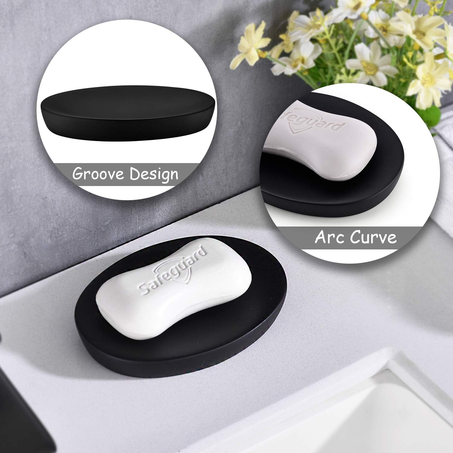 Matte Black Soap Dish Holder Matte Soap Dish,Soap Holder for Bathroom Kitchen Wash Room Vanity to Place Soap, Sponges, Small Jewelry Tray Storage and so on.(Black)