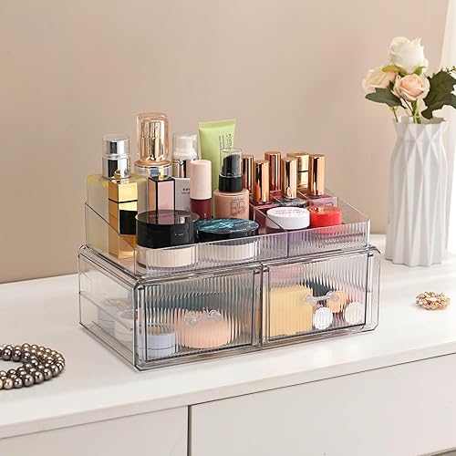 Miniatura 5 de ZHIAI Cajón de almacenamiento apilable, caja de almacenamiento de acrílico cosmético, organizador de almacenamiento de cosméticos y productos de