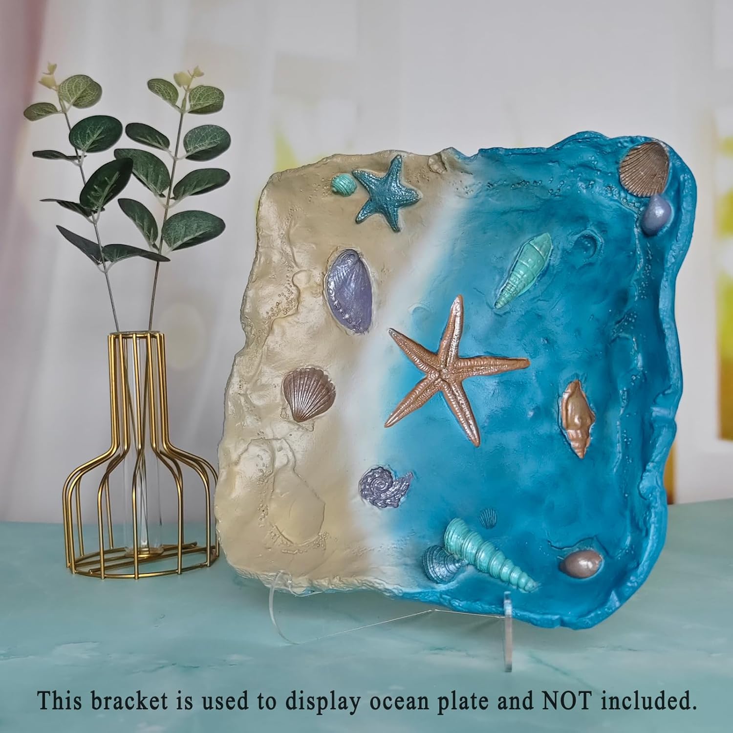 手ごろなブルー樹脂オーシャントレー 装飾貝殻 ヒトデ 巻き貝 ボウル 鍵 小物収納 海岸センターピース テーブル装飾 ホーム リビン