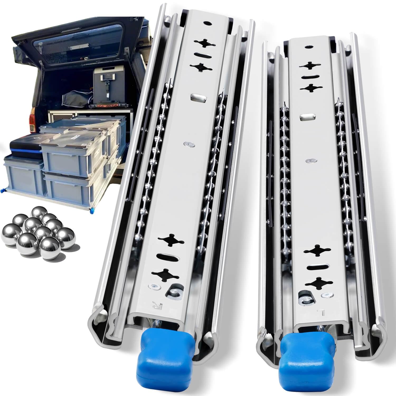 CXHIIA Heavy Duty Locking Drawer Slides 264 lb Load Capacity Full Extension Ball Bearing 12 14 16 18 20 22 24 26 28 30 32 34 36 38 40 Inch Side Mount Rails with Lock Industrial Tool Box Runner 1 Pair