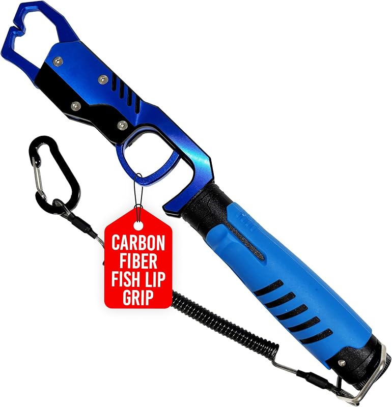 Carbon Fiber Fish Lip Grip for Fishing - Ergonomic Handle, Spring-Loaded, Corrosion-Resistant Grabber Tool - Fishing Gripper, Saltwater Fish Clamp Grips
