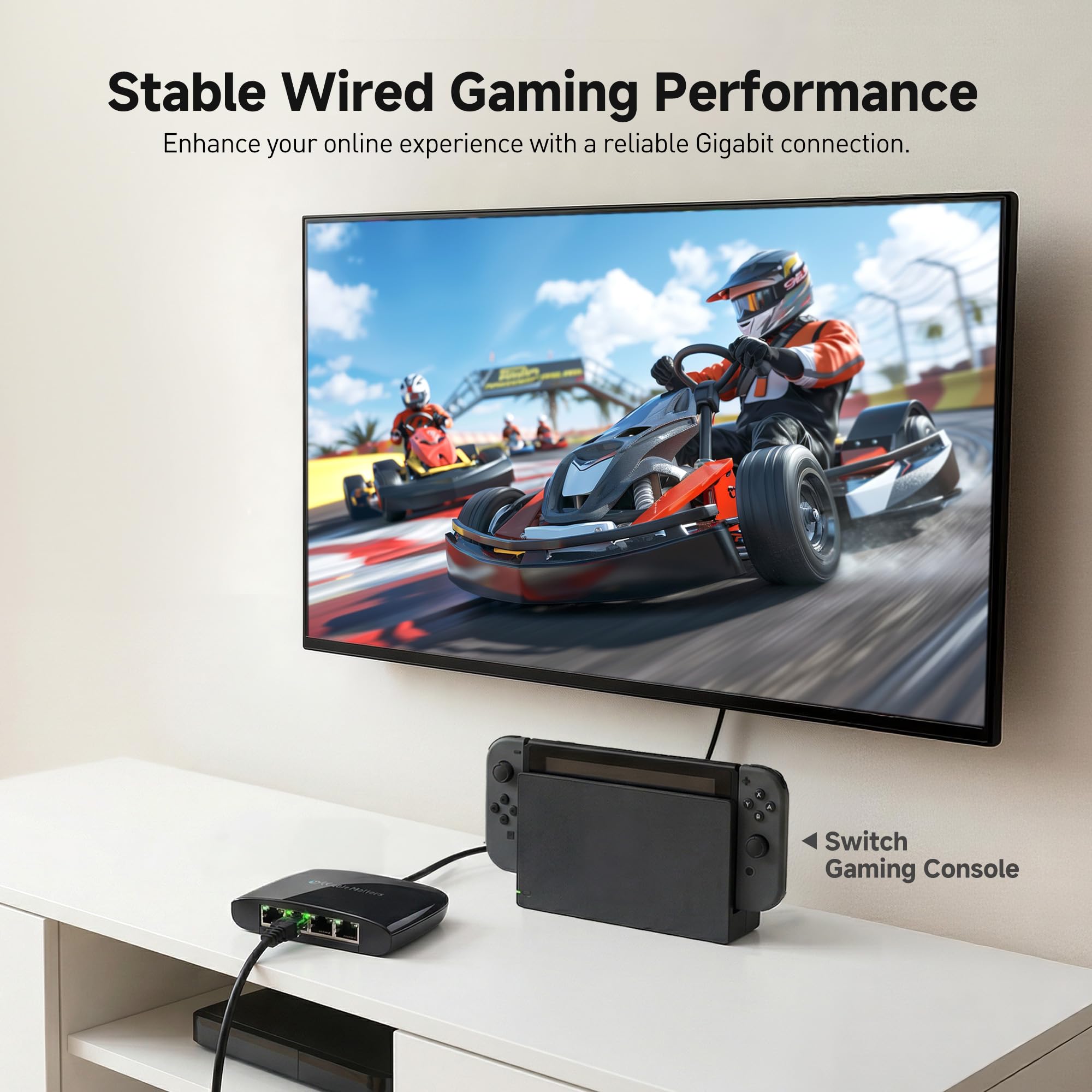 Cable Matters Switch Ethernet Commutateur USB 3.1 vers 4 Ports Gigabit Ethernet (Adaptateur USB Ethernet), Noir