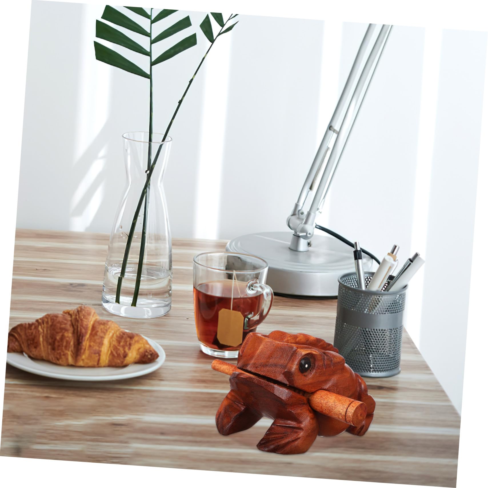 TOPBATHY 3 Stück Teiliges Holz Klangtier mit Frosch Schwein Eule Kreatives Holz Schlaginstrument Percussion Sound Block für Deko und Geschenk Naturbelassenes Musikspielzeug