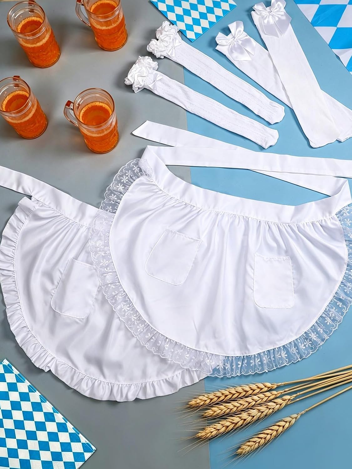 Women's Oktoberfest Costume Set: Lace Apron & High Socks