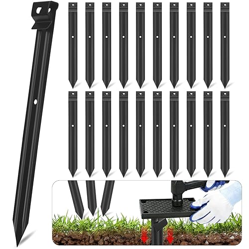 20 Pack Tent Stakes, Heavy Duty Metal Landscape Edging Stakes,
