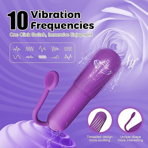 Miniatura 2 de Vibrador de Bala para Punto G Juguetes Sexuales para Mujeres, Mini Vibradores Potentes con Diseño de Cordón y Punta Texturizada en Espiral,
