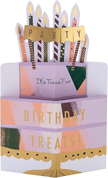 Hallmark 3D & Pop Up Birthday Card, Cake Design, Pink, Purple, Gold