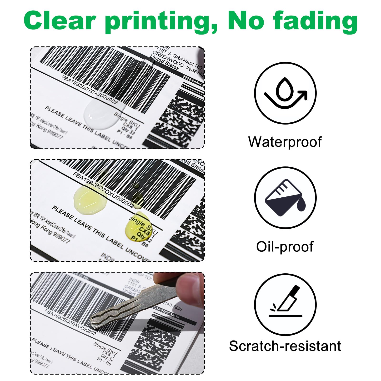 10,2 x 15,2 cm Versandetikettenpapier, direktes Thermoetikett, selbstklebend & wasserdicht, kompatibel mit Zebra, Rollo, Dymo 4XL, Amazon FBA Versandetiketten für kleine Unternehmen (240)