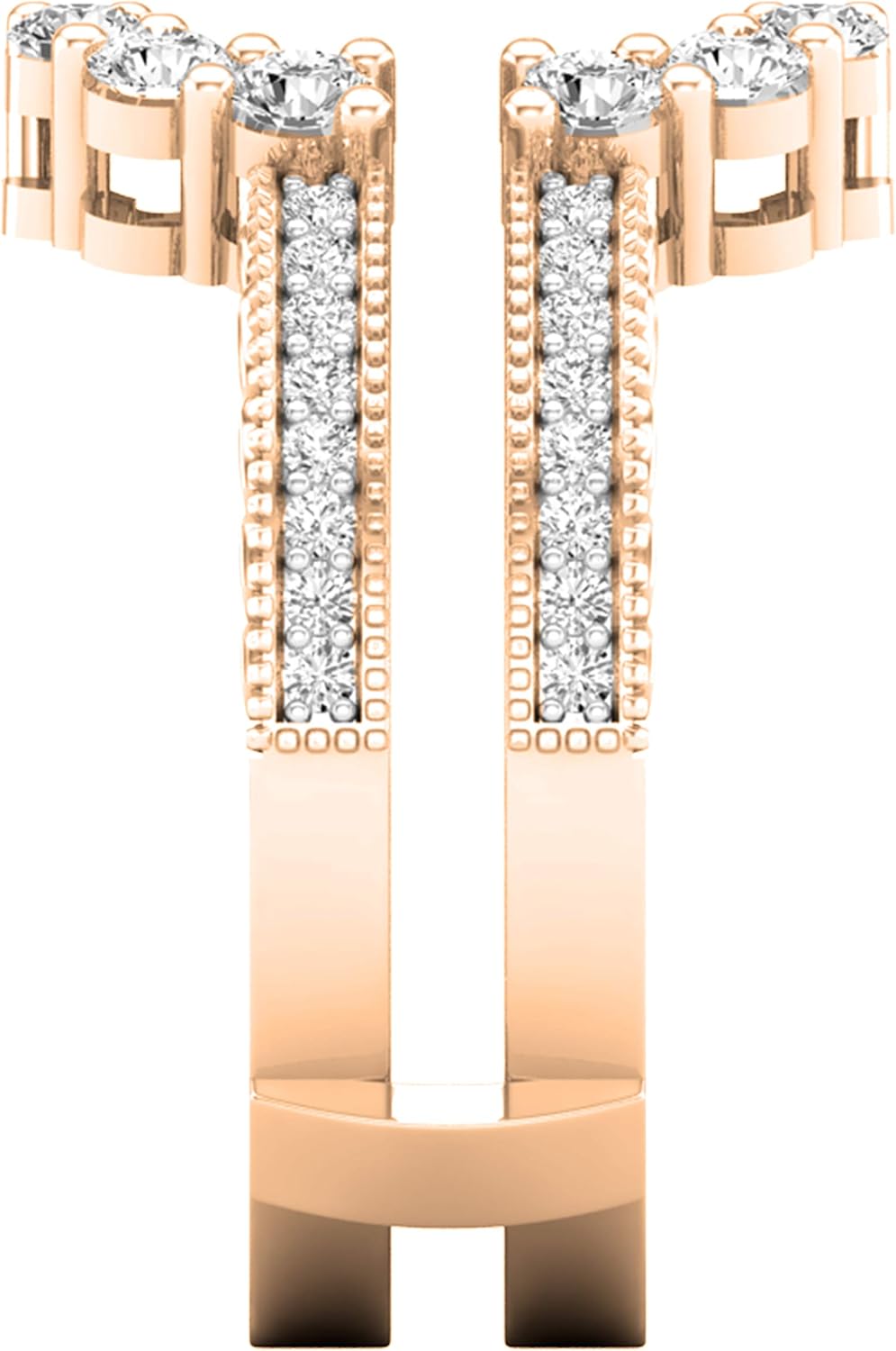 Dazzlingrock Collection Round Gemstone & White Diamond Womens Enhancer Guard Double Wedding Ring, 10K Solid Rose Gold