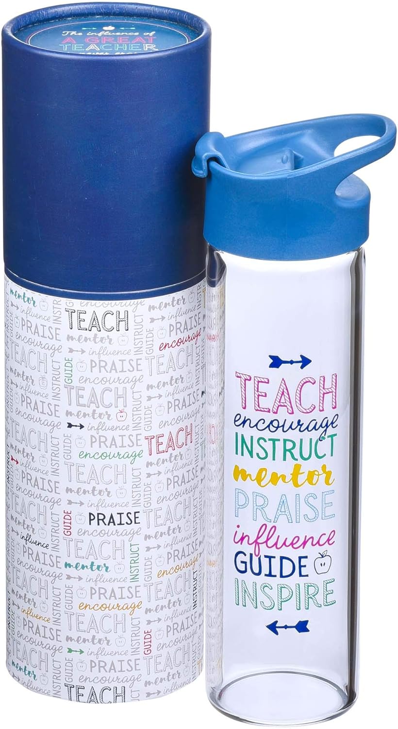 Christian Art Gifts with Love Glass Water Bottle A Great Teacher Arrows, 20oz, Blue - Image 3