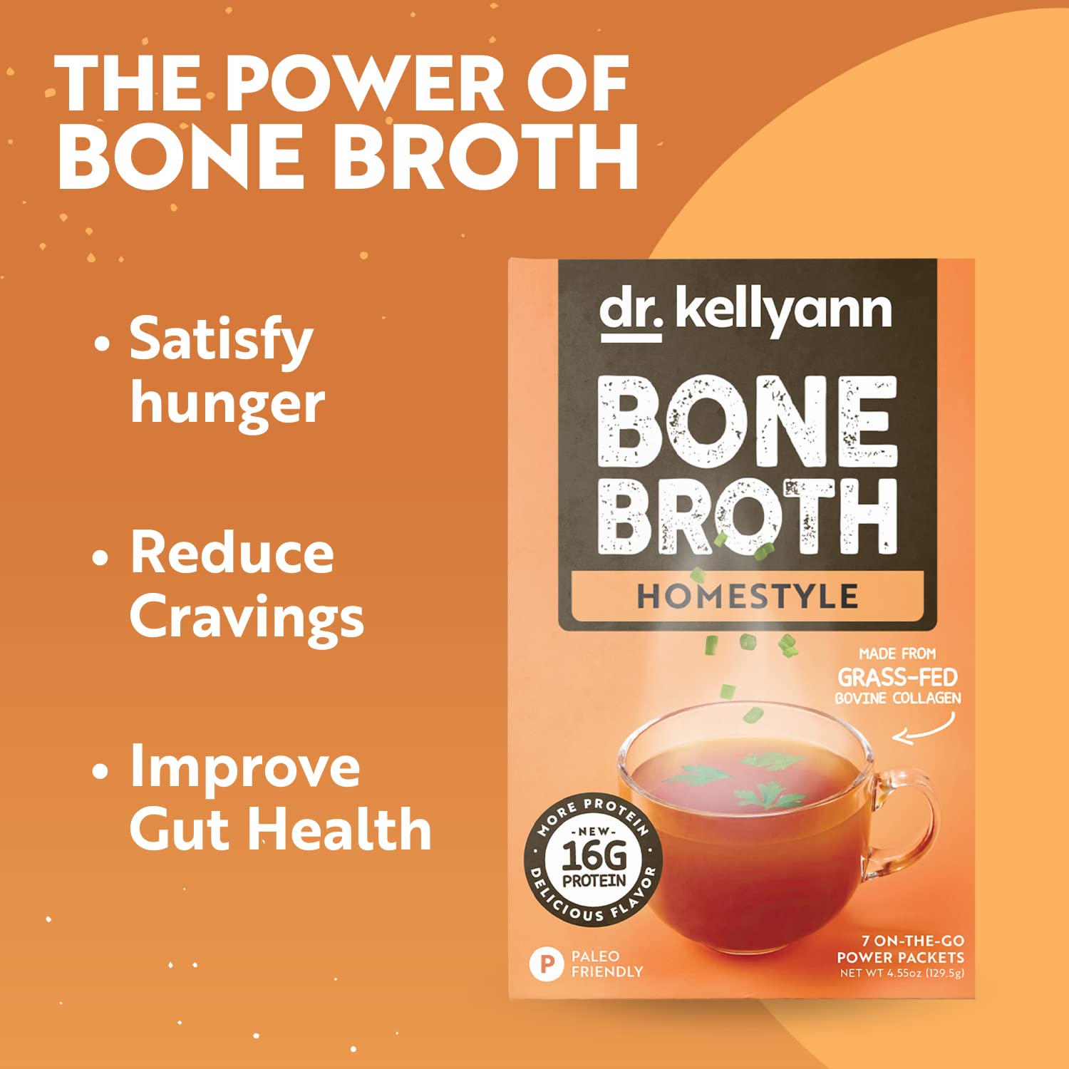 Dr. Kellyann Bone Broth Collagen Powder Packets (35 Servings, 5 Boxes), 100% Grass-Fed Hydrolyzed Collagen Powder, Keto & Paleo Friendly