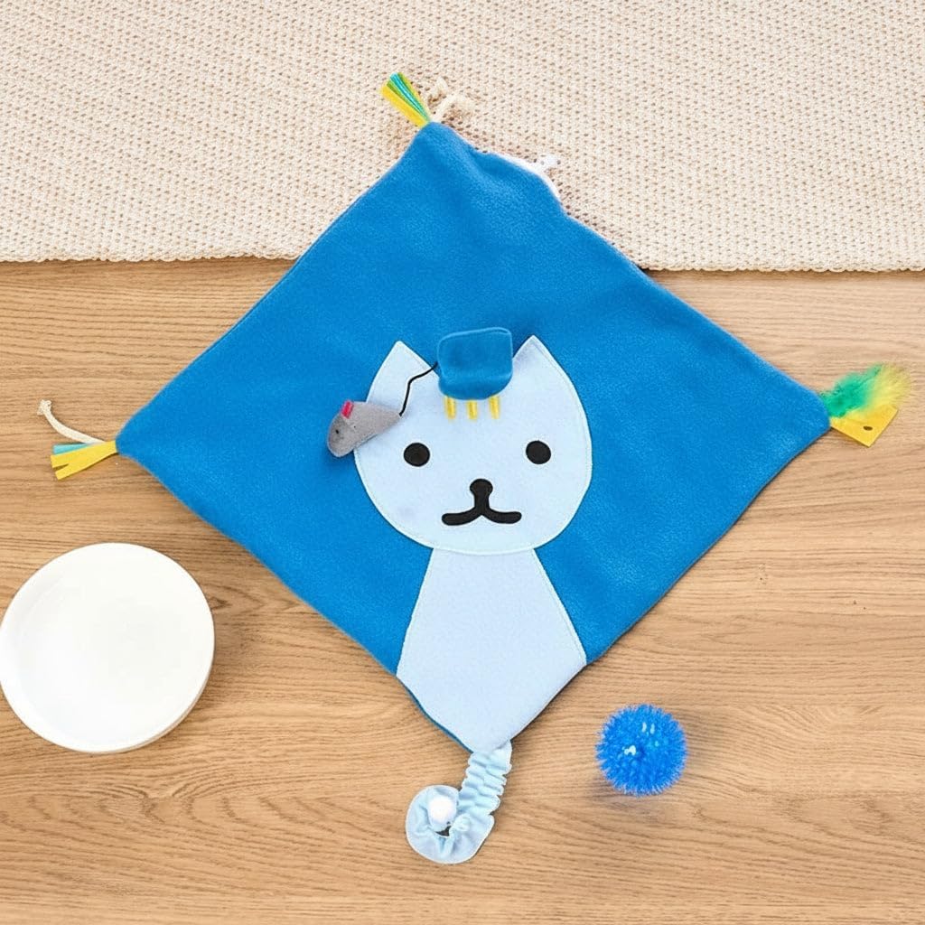 The Lakeside Collection Cat Indoor Play Mat with 5 Attached Toys