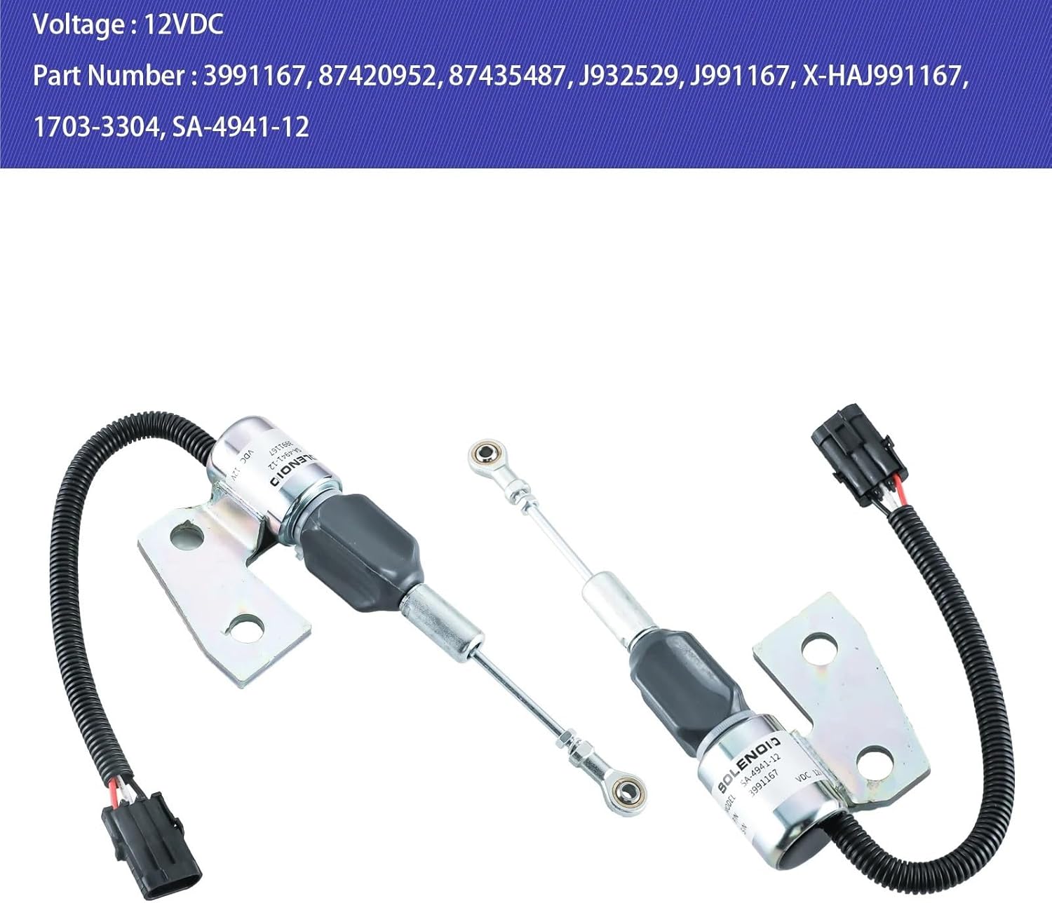 3991167 Fuel Shut Off Solenoid 1703-3304 3964627 SA-4941-12 J991167 for Engine 4BT 5.9L R220-5 12VDC