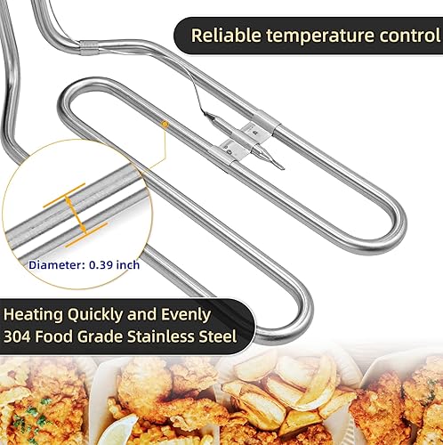 Miniatura 4 de Freidora eléctrica de acero inoxidable de 3.4 cuartos de galón con cesta y control de temperatura, freidora de aceite de encimera para pollo, papas