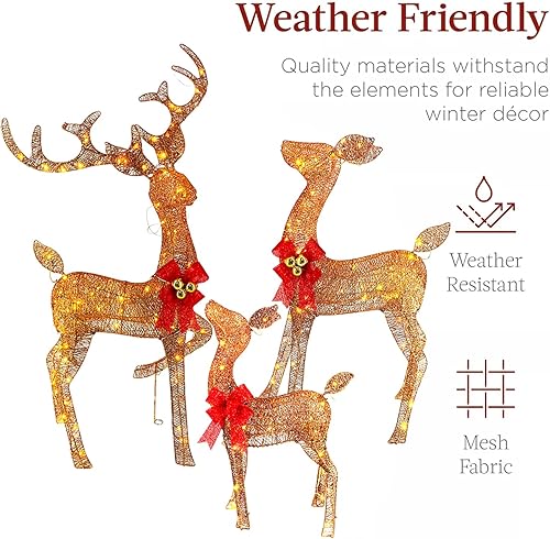 Miniatura 6 de Decoraciones navideñas de reno iluminado para exteriores de 5 pies, 240 luces LED hechas a mano, ciervo grande 3D, marco de metal, material seguro