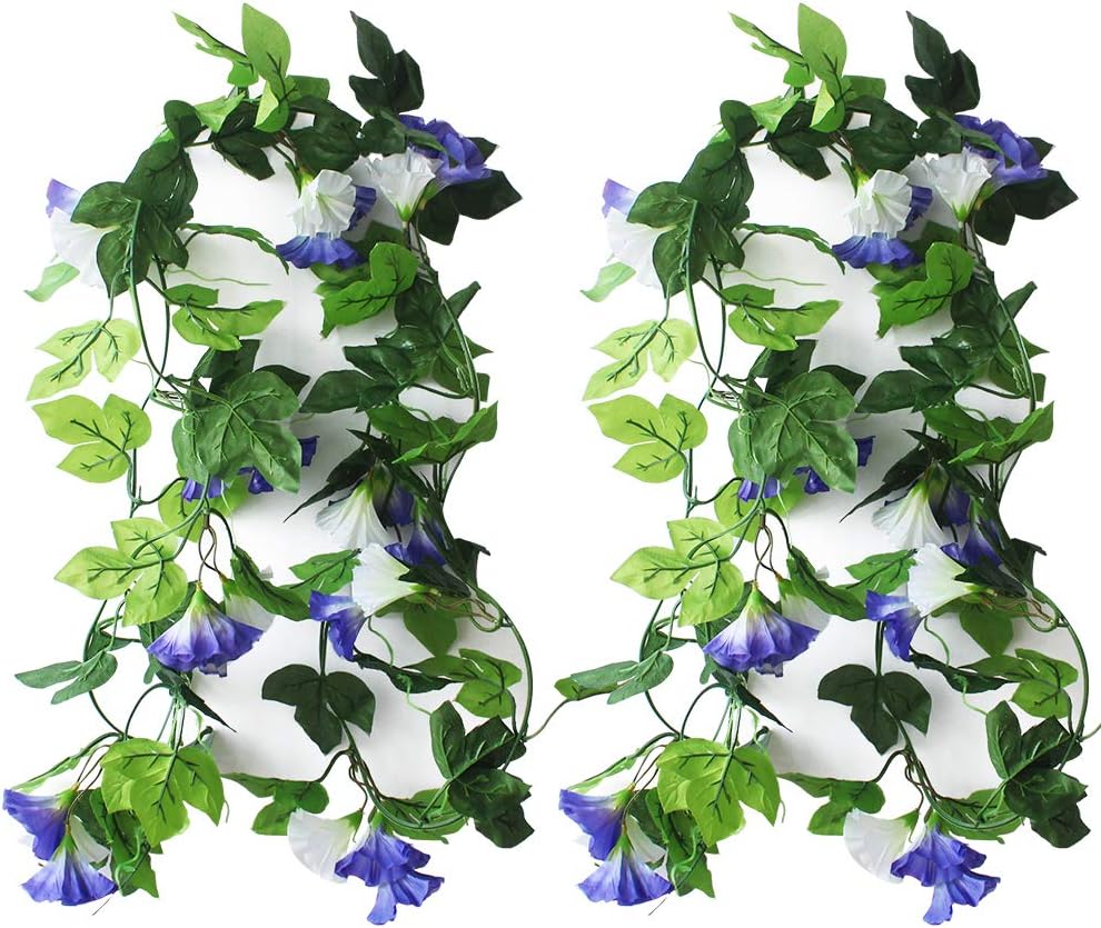 KingYH 2 Pack 210cm Artificial Flower Garlands Fake Silk Morning Glory