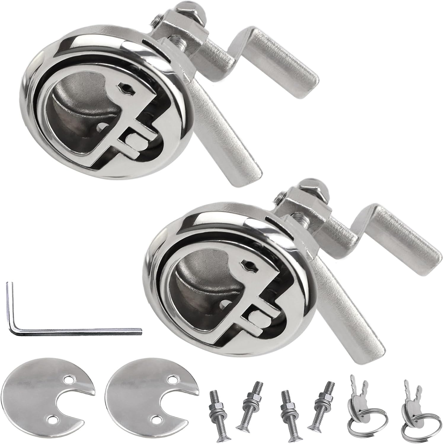 YANYUCB Boat Cam Latches,316 Stainless Steel Hatch Latch with Back Plate & Adjustable Arm (2pcs)