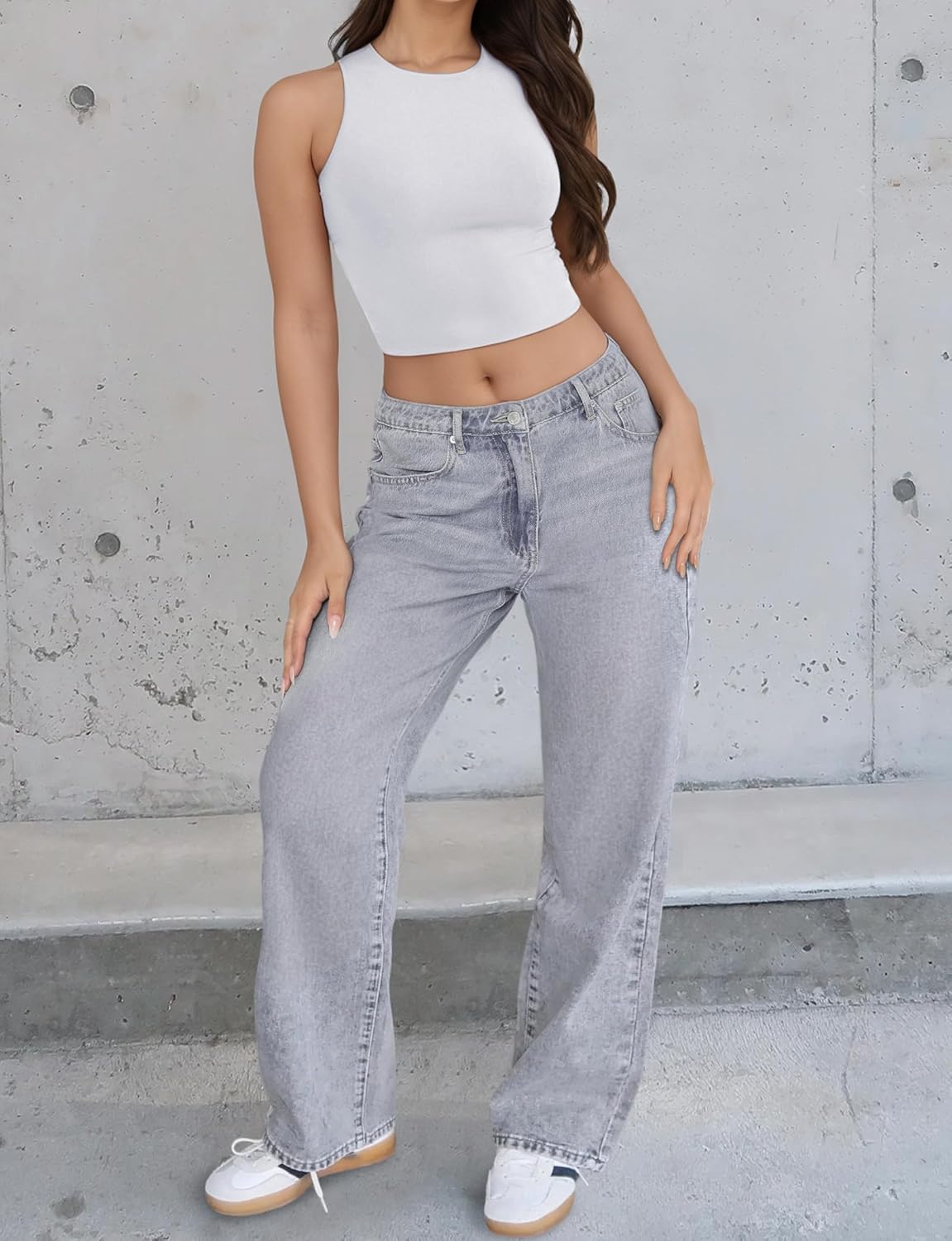 AURUZA Crop Tops for Women,Double Lined Crop Top,High Neck Cropped Tank Top Sleeveless Racerback Tops Basic Summer Shirt - Image 3