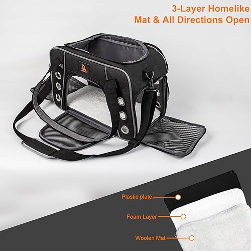 Miniatura 16 de Lifeand Transportador de mascotas aprobado por aerolíneas para gatos, perros pequeños, gatitos, transportador de viaje plegable de lados suaves