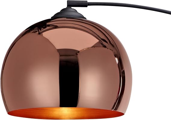 Teamson Home Arquer 66.93 Arc Floor Lamp for Living Rooms, Home Offices, Dining Rooms, Bedrooms with Faux Black Marble Base and Rose Gold Bell Shade