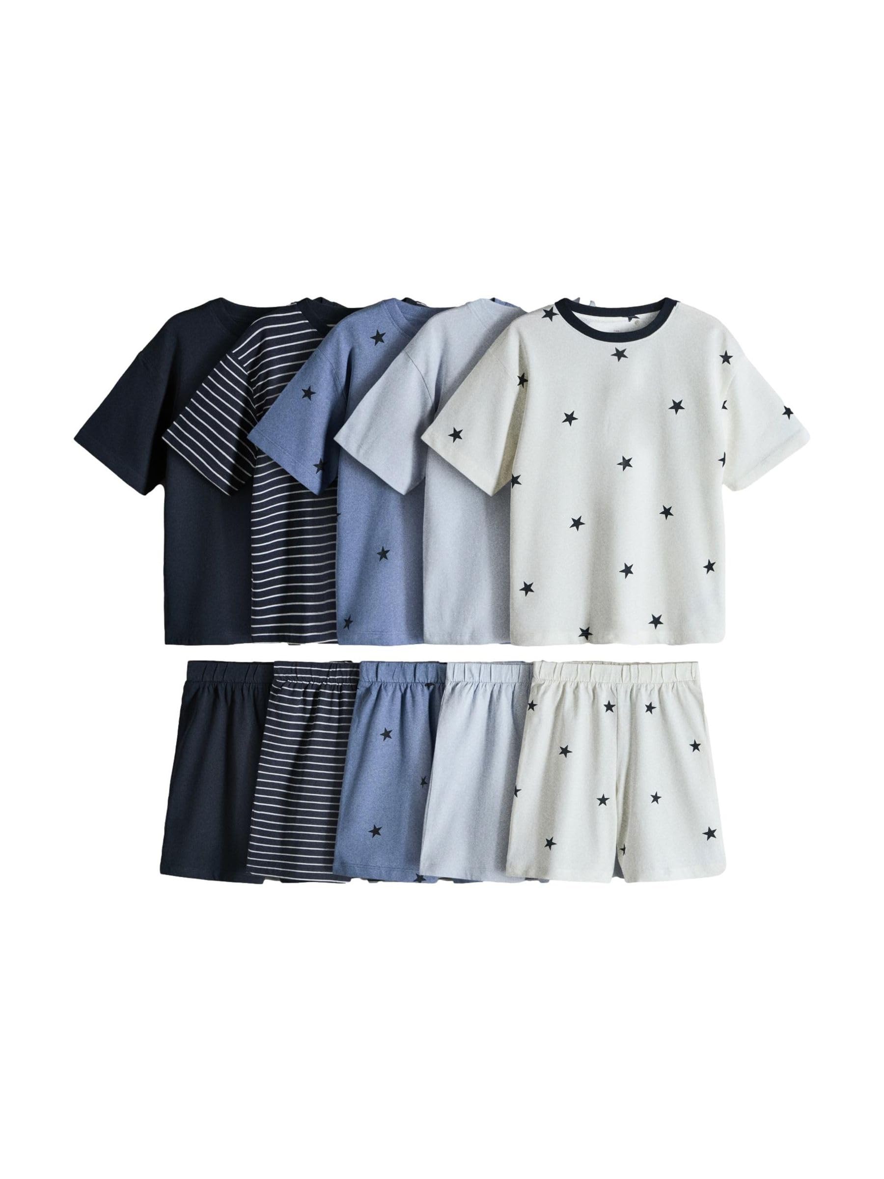 THE SET Niños Pack de 5 Conjuntos de Pijama formados por Camiseta Extragrande de Manga Corta y pantalón Corto