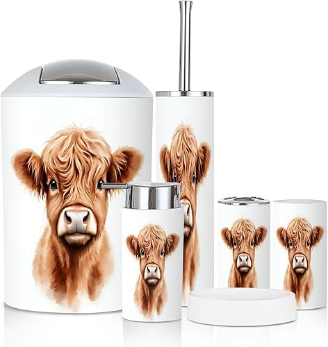 Miniatura 24 de Juego de accesorios de baño, 6 piezas vintage de mediados de siglo de los años 50, moderno y simétrico curvado, soporte para cepillos de dientes,