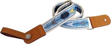MUSIC FIRST Original Design Vintage Arrow-shaped Embroidered & Genuine Leather Ukulele Strap Ukulele Shoulder Strap With a Genuine Leather Strap Locker