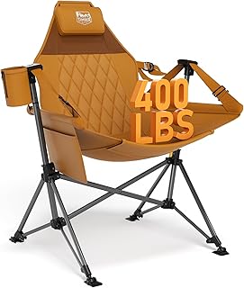 TIMBER RIDGE Hammock Camping Chair, Oversized Swinging Hammock Chair with Adjustable Back and Seat for Outdoor Lawn, Sports, Supports 400lbs, Orange
