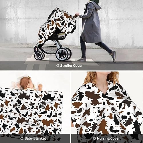 Miniatura 3 de Funda para asiento de coche de bebé con estampado de vaca occidental, cubierta de lactancia multiusos para mamá, fundas de lactancia para recién