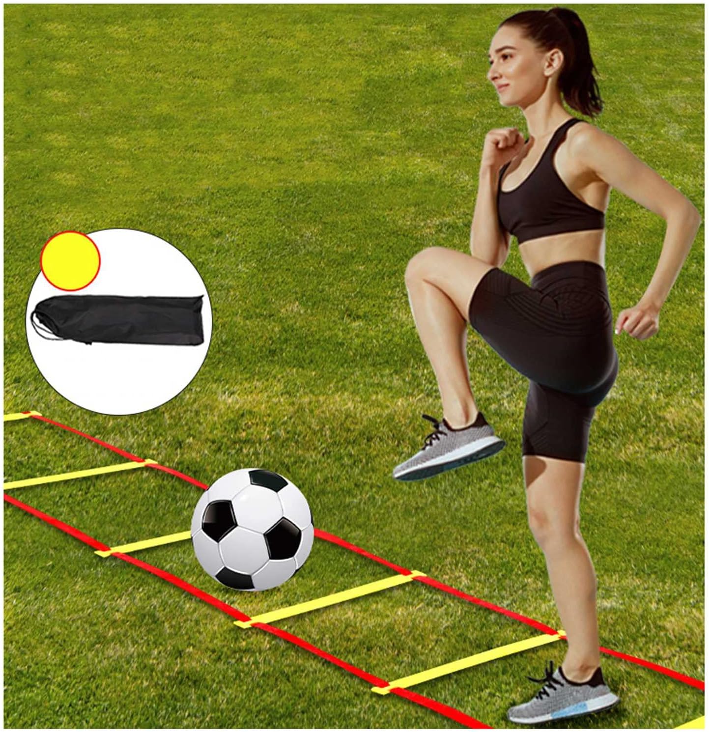 Speed Agility Ladder, Teens Feet Training Equipment Adjustable Sport Practise Ladder with 1 Carry Bag for Soccer, Speed, Football Fitness