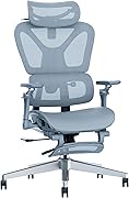 Comfora 人体工学チェア オフィスチェア フットレスト付 3Dヘッドレスト 6Dアームレスト 背面高さ調節 座面スライド 自動ランバーサポート リクライニング135° 静音キャスター 耐荷重150kg グレー