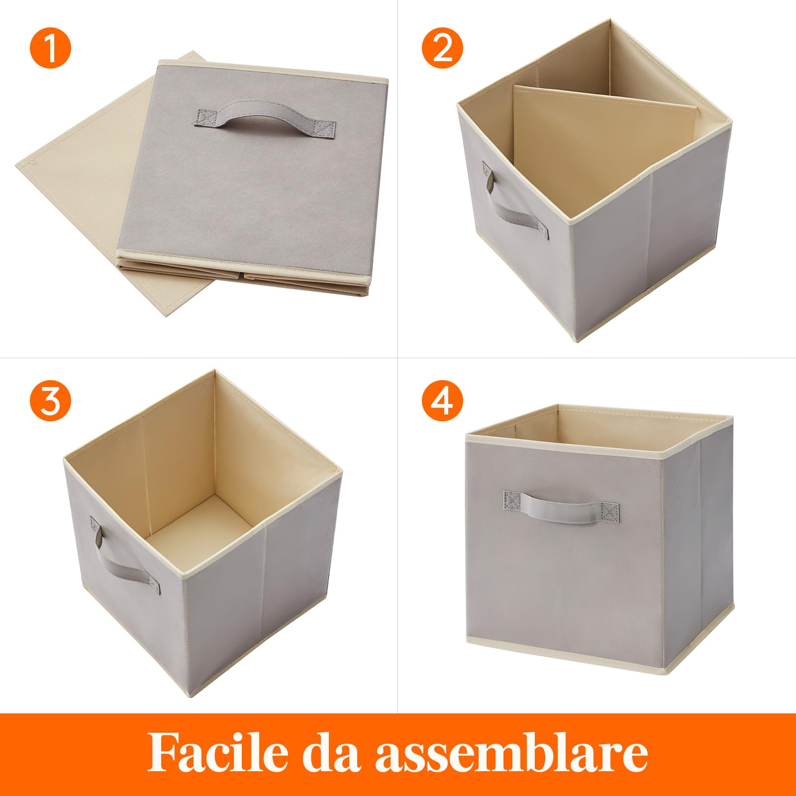 Lifewit Set di 10 Cubi Portaoggetti Pieghevoli, Cesti Portaoggetti in Tessuto, Scatole Portaoggetti con Manici, Scatole per Armadio, Vestiti, Giocattoli, 26,5 x 26,5 x 28 cm, 18 L, Grigio chiaro