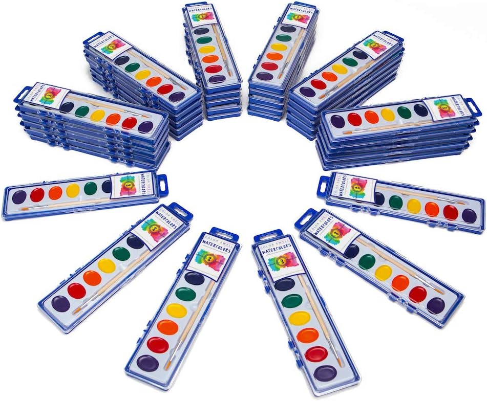 Color Swell 36 Set Bulk Watercolor Paint Pack with Wood