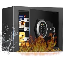 1.3 Cub Small Closet Safes for Home Fireproof, Anti-Theft Security Fire Safe with Digital Keypad, Spare Keys & Removable Shelf, Personal Document Safety Box Fireproof Waterproof for Money Valuables