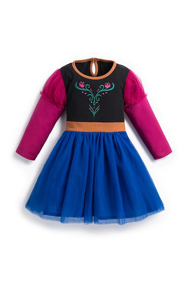 monica + andy Disney Princess Tulle Dress, Size 8, Frozen Anna, 100% Organic Kids Clothes for Girls, Long Sleeve Dress, Sustainable Super Soft Fabric, Sizes for Kids, Toddler & Infant by monica + andy - Used condition - US$32.19