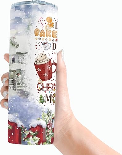 Miniatura 10 de Vaso delgado de Navidad de 20 onzas con popote de doble pared regalo de vacaciones de invierno The Grinch