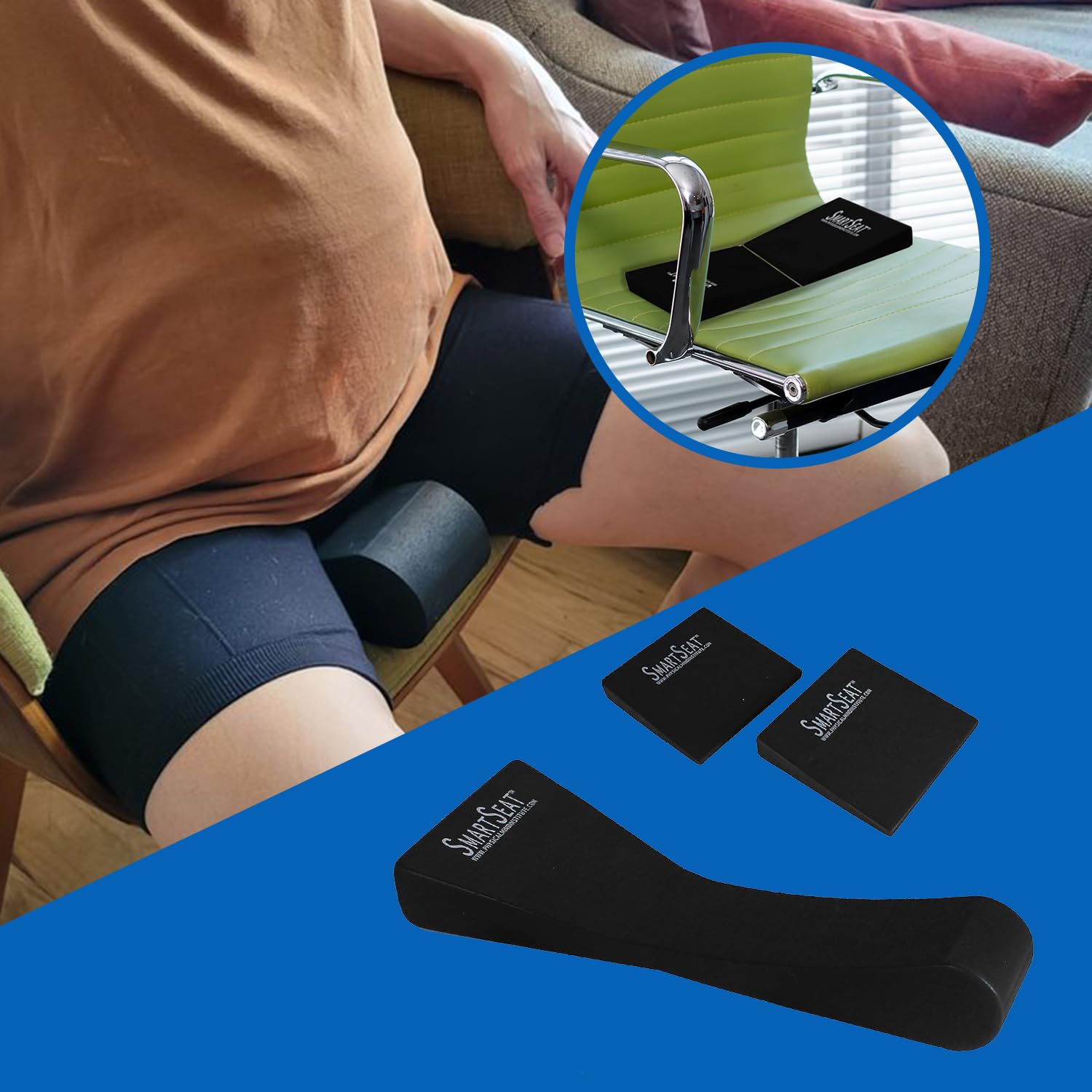 SmartSeat Posture Corrector Cushion with Wedges, Leg Crossing Prevention Ergonomic Seat for Back Pain Relief & Spinal Alignment Tailbone, Coccyx, Sciatica Pain, Improves Posture, Circulation & Comfort, Portable Wedge for  Car, Home, Desk, Office Outdoor Chairs