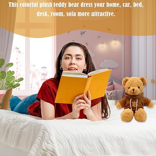 Miniatura 6 de CHELEI2019 Oso de peluche de 11.8 pulgadas, lindo oso de peluche con capucha para niños, rojo