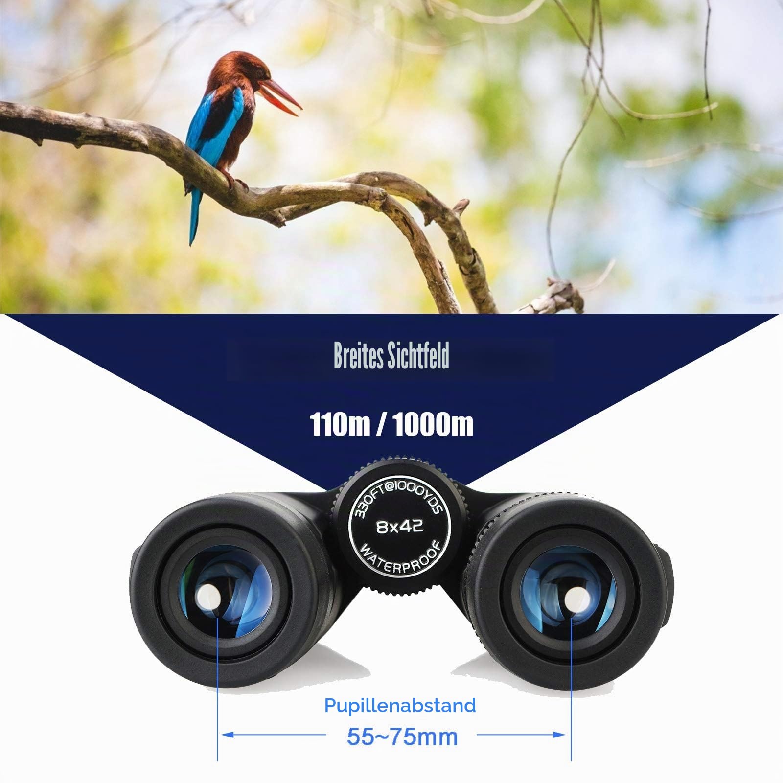 Svbony SV47 HD Fernglas, Vogelbeobachtung 8x42 Wasserdicht | für Ewachsene, für Wildtierbeobachtung, HD BAK4 Prisma, FMC Optik, Wasserdicht