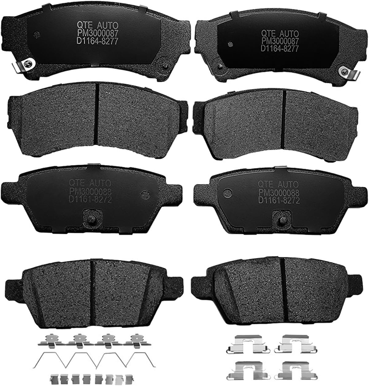PM Auto Front Rear Brake Pads Replacement For 2006-2013 Mazda 6, 2006-2012 Ford Fusion, 2007-2012 Lincoln MKZ, 2006 Lincoln Zephyr, 2006-2011 Mercury Milan, Set of 8 Ceramic Brakes Pads