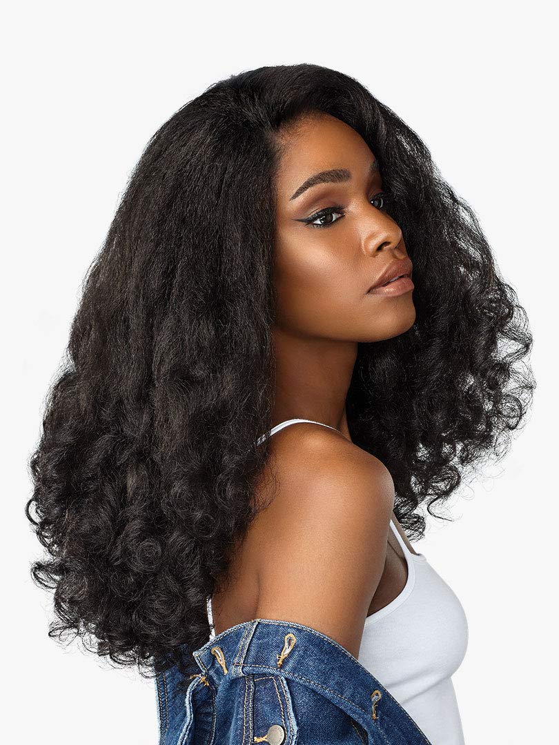 Sensationnel Curls Kinksandco Half Wig - Heart Breaker Synthetic Instant Weave Updo Full Cap for Natural 3C to 4C Hair Textures (2 DARKBROWN)