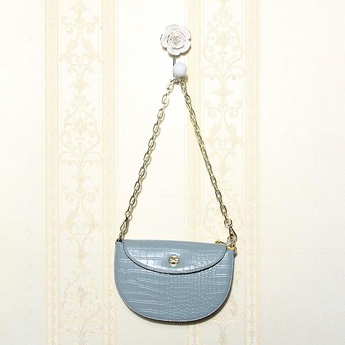 Miniatura 6 de MDPLY Hermosos ganchos de pared de cerámica con flores 3D, gancho decorativo cromado para bata, bufanda, bolsa, toalla, sombrero, etc. para cocina,