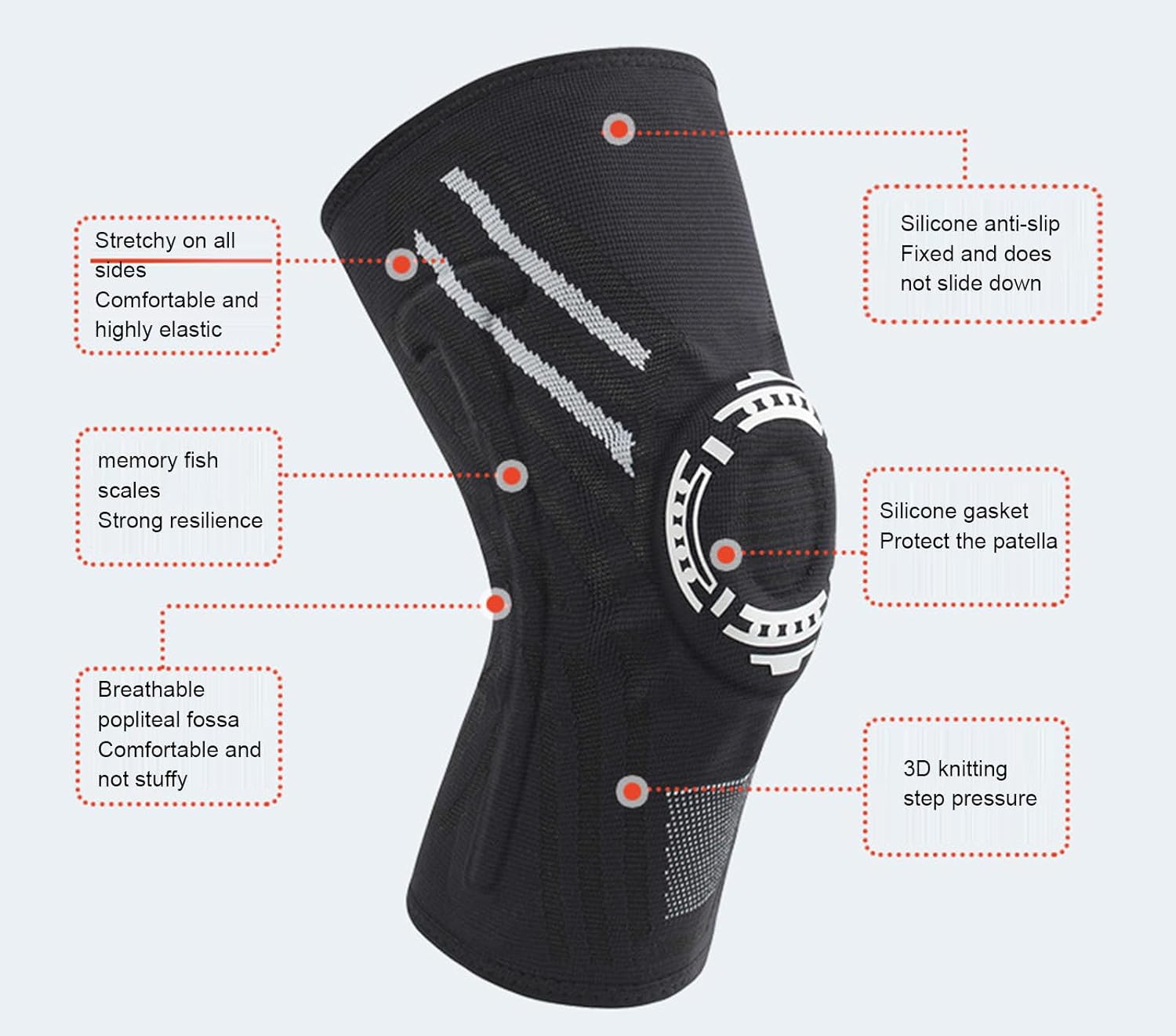 Knee Brace Support 2 Pack, Compression Knee Sleeves for Men Women, Professional Elastic Knee Pads for Joint Pain Relief, Arthritis, Injury Rehabilitation, Weight Lifting, Running, Sports ,White-L
