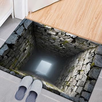 2026 New 3D Optical Illusion Rug, Rug That Looks Like A Hole, Carpet Bottomless Hole Optical Illusion Area Rugs, Non-Slip Visual Doormat