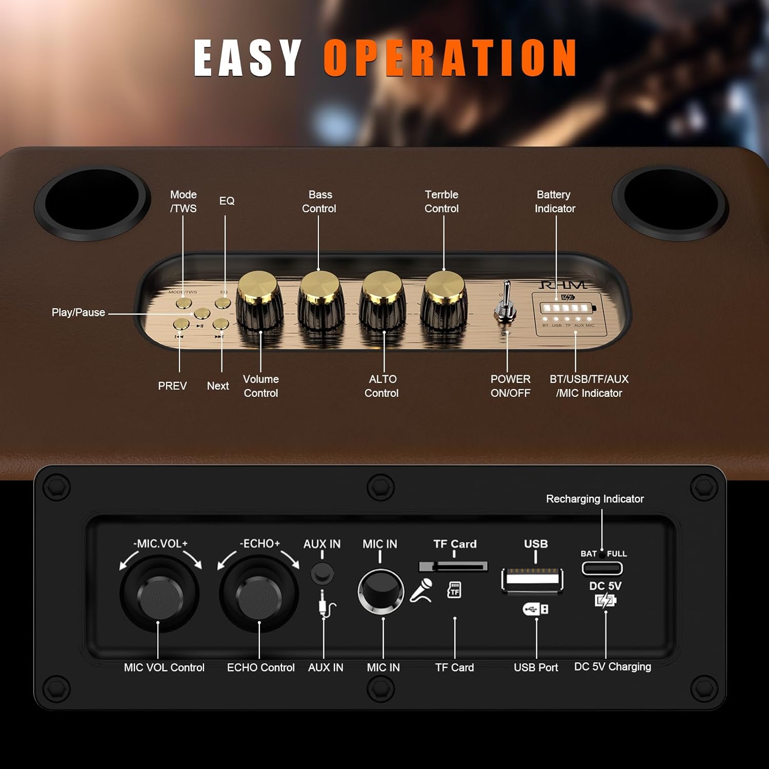 RHM S8 Karaoke Machine control panel