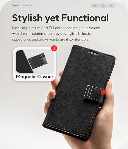 Miniatura 5 de GOOSPERY Cartera rica compatible con iPhone 15 Pro Max, ranura para tarjeta extra con solapa funcional y a la moda elegante de cuero sintético con