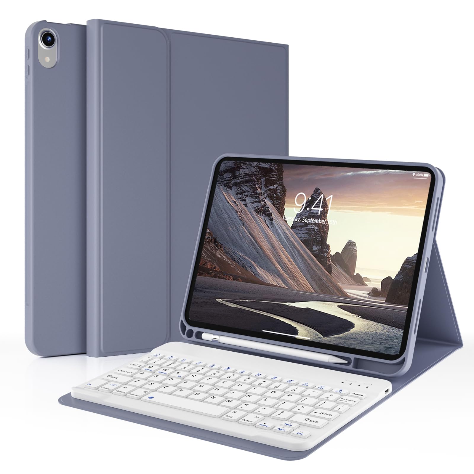 kenke Keyboard Case for iPad (A16) 11 Inch 2025 / 10th Generation 2022 10.9 Inch, Stand Folio Smart Cover with Magnetically Detachable Wireless