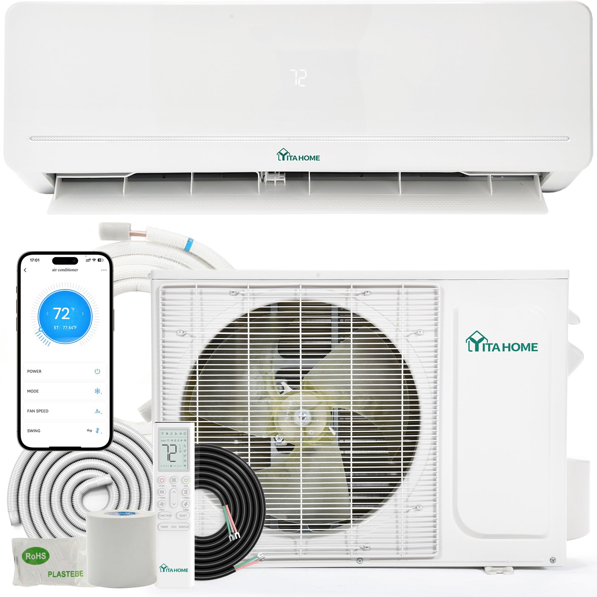 Photo 1 of ***PARTIAL SET***YITAHOME 9000 BTU Mini Split AC/Heating System, Ductless Split Unit AC and Heat, 115V 18 SEER2 Energy Efficient Inverter Air Conditioner, Wifi Enabled Compatible with Alexa Cool Up to 450 Sq. Ft